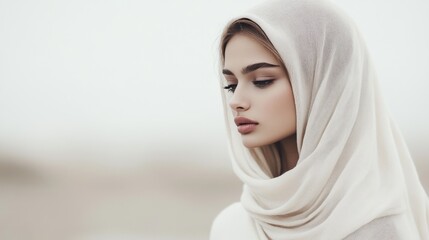 Woman in Headdress, Outdoors, Soft Light
