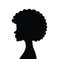 Silhouette of a woman's head with an afro hairstyle illustration character vector
