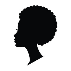 Silhouette of a woman's head with an afro hairstyle