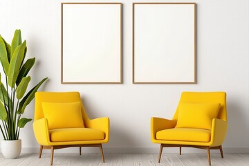 Two elegant chairs positioned in a spacious room creating a minimalist and inviting atmosphere for relaxation