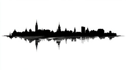 Naklejka premium Malmo Sweden City Skyline Silhouette with Black Buildings Isolated on White. Vector Illustration of Malmo's iconic landmarks, representing business travel, tourism, and historic architecture