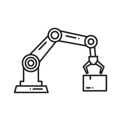 Robotic hand manipulator silhouette symbol icon.