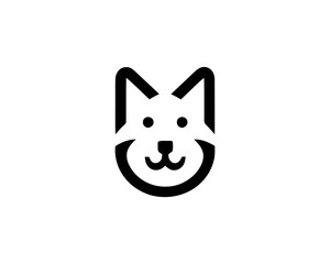 Fototapeta premium Abstract Dog Logo design template. Dog head icon. Vector illustration. Simple silhouette. Flat style. Cartoon dog face logo. Animal logotype concept.