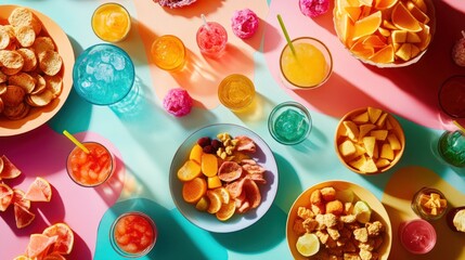 Vibrant Summer Snack Party: A Colorful Feast of Refreshments and Treats