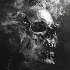 human skull on smoke