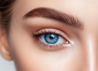 Obraz premium A close-up of the face and eyes, highlighting beautiful eyebrows with perfect arches and thick fur on top. 