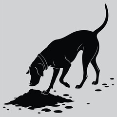 a dog digging in the dirt silhouette vector design art and illustration