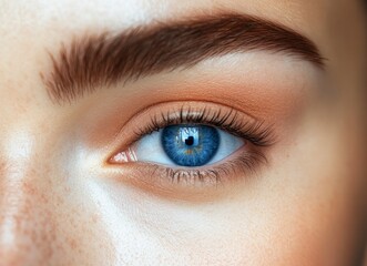 A close-up of the face and eyes, highlighting beautiful eyebrows with perfect arches and thick fur on top. 