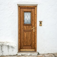 wooden door in white background