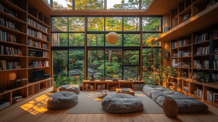 Intimate Reading Corner in Modern Japanese Interior