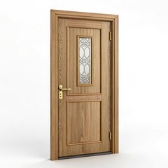 Obraz premium wooden door in white background