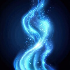 Glowing blue energy wave, dark background, abstract art, website design