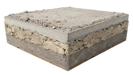 layer of cement on a white background