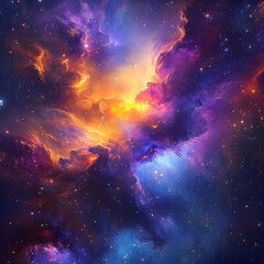Fototapeta premium Ethereal Galactic Wonderland: An Awe-Inspiring Journey Through the Vibrant Depths of the Cosmos, Illuminated by Swirling Nebulae and Distant Stars