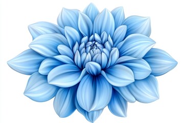Fototapeta premium A light blue flower on a white background, in a clip art style, isolated in the center of the composition