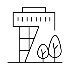 Buildings Line Editable Stroke Icon. Real Estate, House, Home, Apartment, Condominium, Hotel, Mall, City, Cityscape, Town, Downtown, Museum, Architecture Buildings Icons Vector Illustration
