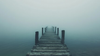 Obraz premium Misty Dock Path Through Fog