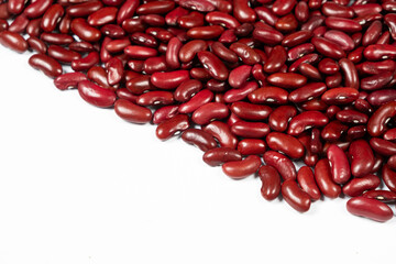 Raw Red Kidney Beans on White Background. Place for Text