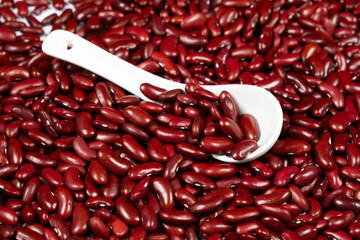 Pile of Red Kidney Beans in a Spoon. Healthy Plant-Based Nutrition