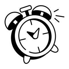 Alarm clock icon in doodle style 
