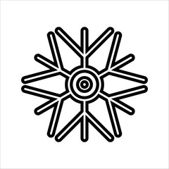 snowflake line icon vector isolated on black and white background