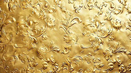 A luxurious, embossed gold floral pattern.