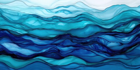 Fototapeta premium Abstract Ocean Waves in Shades of Blue and Teal for Artistic Background
