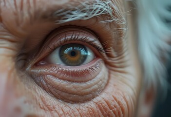 Close-up of a Wise Elderly Person's Eye: Capturing the Beauty and Experience of Aging, Detailed Skin Texture and Color.