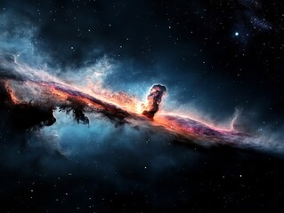 Fototapeta premium A nebula in the middle of a dark space filled with stars