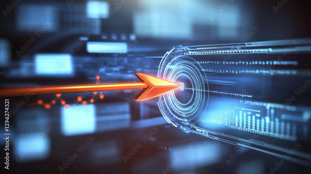 Poster dynamic digital arrow action in futuristic technology environment high-tech visual content abstract 