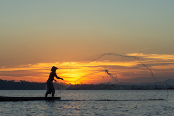 Fishermen on the Inle Lake in  Java Indonesia 