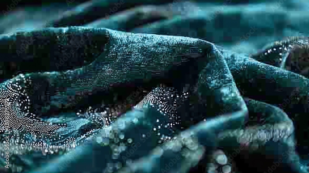 Sticker a close-up shot of a textured, teal fabric with a subtle white pattern.