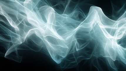 Fototapeta premium Glowing wispy translucent ethereal wave like patterns against black background