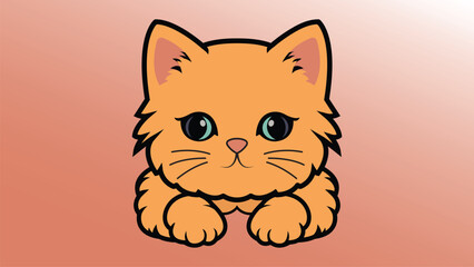 Playful and Adorable Kawaii Chibi Fluffy Cartoon Kitty Cat Vector Illustration