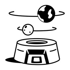 Planet hologram icon in doodle style 
