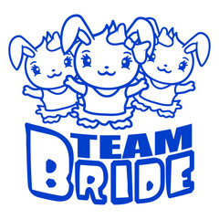 Team Bride 3 Bunnies Girls Pretty Women Bachelor Design Lover Art Vector Illustration Card T-Shirt Poster Sticker Graphic Print Decorative Drawing Isolated Logo Decoration Symbol Creative Cool Style
