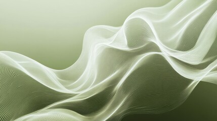 Abstract digital design of flowing lines in muted olive tones