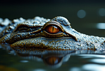 close up of an alligator eye