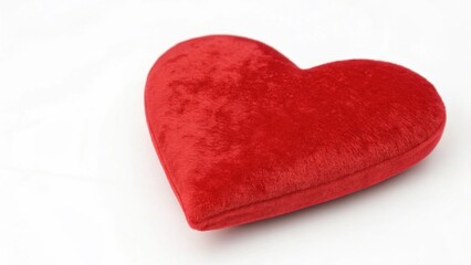 Fototapeta premium Soft Red Heart Shape Object on a Clean White Background