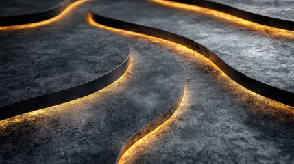 Dark grey stone surface with glowing orange curved lines