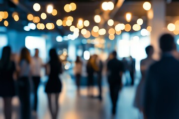 Bright business workplace with people in walking in blurred motion in modern office space