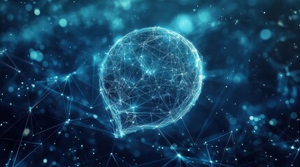 Obraz premium A digital bubble, shaped like a speech balloon, floats amidst a network of interconnected lines, signifying the seamless flow of information and communication in the digital realm.