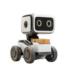 Fototapeta premium Realistic Urban Delivery Robot on Wheels