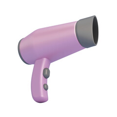 Cartoon hair dryer isolated on transparent background. 3D illustration