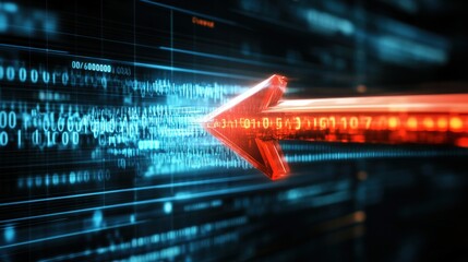 Dynamic data flow visualization digital environment graphic design high-tech context futuristic viewpoint concept of information transfer