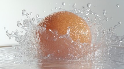 Fototapeta premium Orange Splash in Water with Droplets and Ripples on Surface