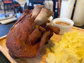 Bavarian pork knuckle with potato mash