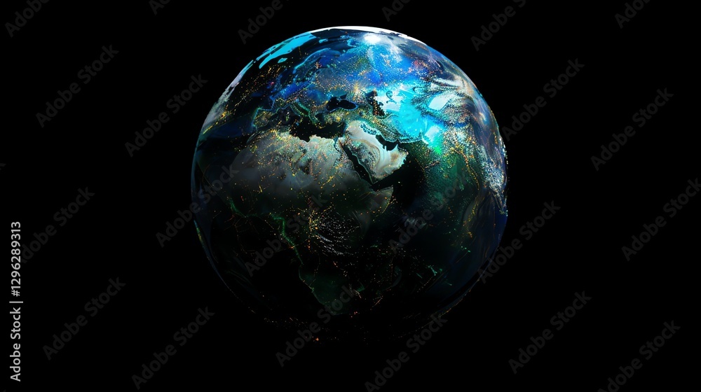 Canvas Prints a stylized digital rendering of the earth with glowing lights.