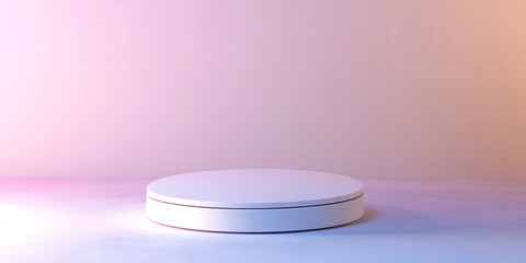 A clean, modern 3D background showcasing a minimalist white podium against a gradient backdrop. Subtle shadows and soft lighting enhance the sleek and sophisticated look, ideal for product displays.