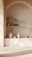 A modern and minimalist shop display interior.